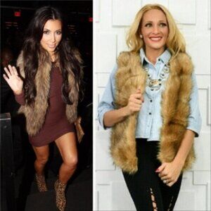 Vest Fur BROWN FAUX FUR VEST